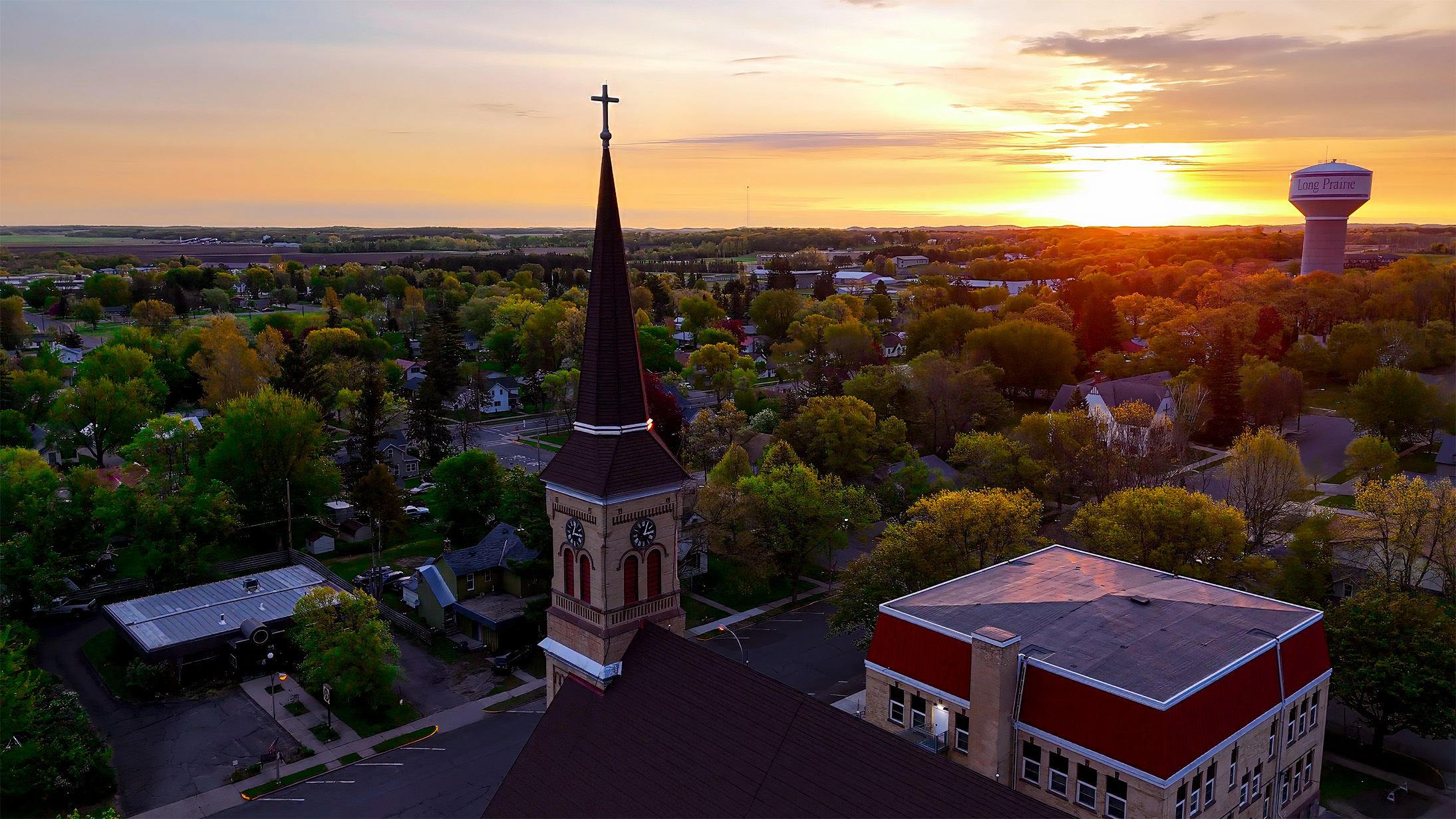 Aerial view of Long. Prairie, Minnesota